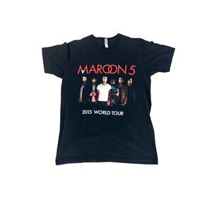 Maroon 5 2015 World Tour T-Shirt Band Tee Graphic Size M Unisex Black‎ Vintage